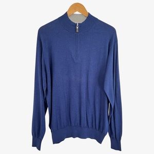 Peter Millar Men's Crown Soft Cotton/ Silk 1/4 Zip Sweater L ($168)